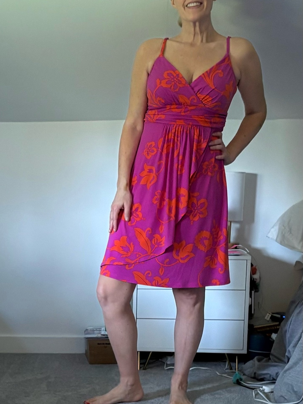 Tommy Bahama Fuchsia Dress with Orange Floral Print